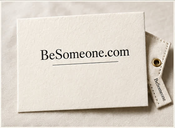 BeSomeone.com printed on a cotton letterpress card